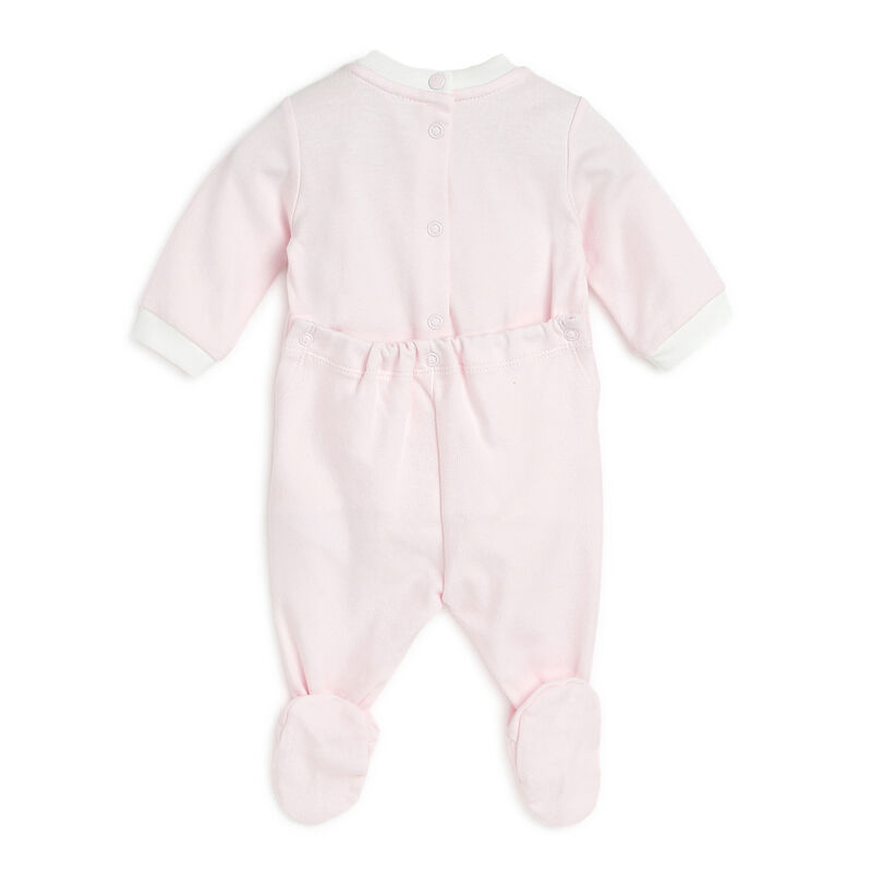 Girls Light Pink Printed Nappy Opening Babysuit image number 1